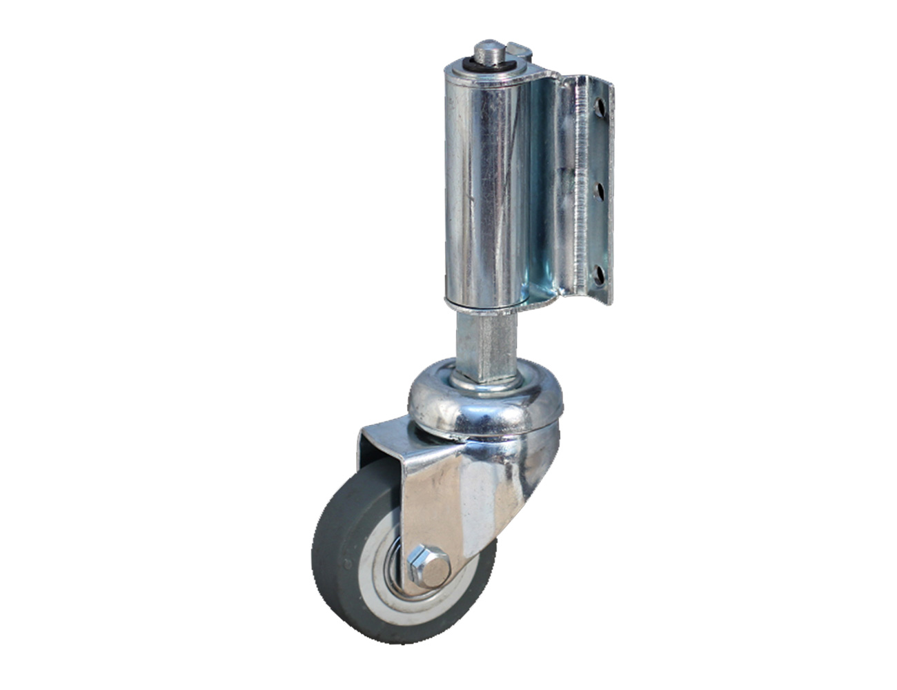 Spring loaded castors for mobile steps and ladders